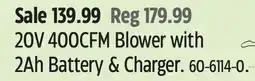Canadian Tire Certified 20 V 400CFM Blower with 2Ah Battery & Charger offer