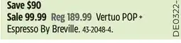 Canadian Tire Nespresso Vertuo POP + Espresso By Breville offer