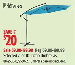Canadian Tire For Living Selected 7´ or 10´ Patio Umbrellas offer