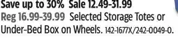 Canadian Tire Mastercraft Selected Storage Totes or Under-Bed Box on Wheels offer
