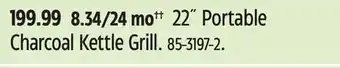 Canadian Tire 22˝ Portable Charcoal Kettle Grill offer