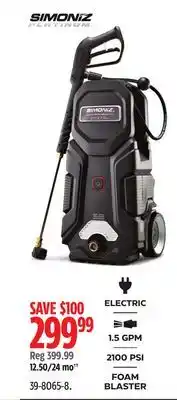 Canadian Tire SIMONIZ Electric Pressure Washers offer