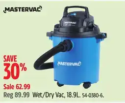 Canadian Tire Mastervac Wet/Dry Vac, 18.9L offer