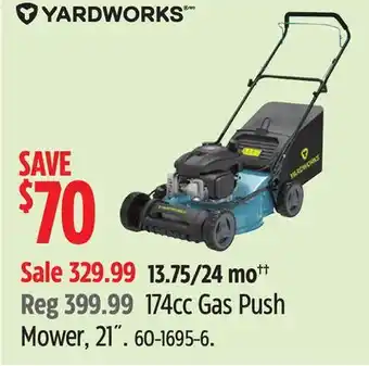 Canadian Tire Yardworks 74cc Gas Push Mower offer