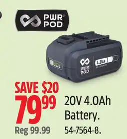 Canadian Tire 20V 4.0Ah Battery offer