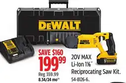 Canadian Tire Dewalt 20V MAX Li-Ion 11⁄8 Reciprocating Saw Kit offer