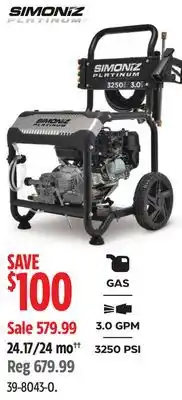 Canadian Tire Simoniz 3.0 GPM 3250 PSI Gas Pressure Washer offer