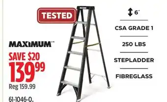 Canadian Tire Maximum Grade 1 Fibreglass Stepladder offer