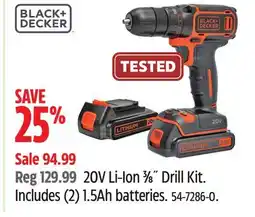 Canadian Tire BLACK+DECKER 20V Li-Ion 3⁄8˝ Drill Kit offer