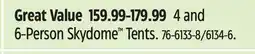 Canadian Tire Coleman 4 and 6-Person Skydome Tents offer