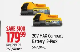 Canadian Tire Dewalt 20V MAX Compact Battery offer