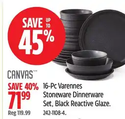 Canadian Tire Canvas 16-Pc Varennes Stoneware Dinnerware Set, Black Reactive Glaze offer