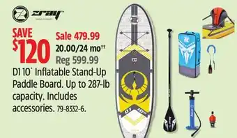 Canadian Tire Zray D1 10´ Inflatable Stand-Up Paddle Board. Up to 287-lb capacity offer