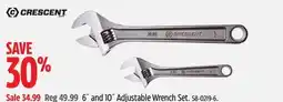 Canadian Tire Crescent 6˝ and 10˝ Adjustable Wrench Set offer