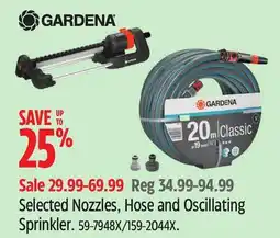 Canadian Tire Gardena Selected Nozzles, Hose and Oscillating Sprinkler offer