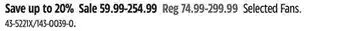 Canadian Tire Selected Fans offer