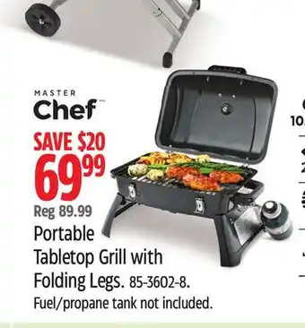 Canadian Tire Master Chef Portable Tabletop Grill with Folding Legs offer