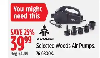Canadian Tire WOODS Selected Woods Air Pumps offer
