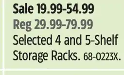 Canadian Tire Selected 4 and 5-Shelf Storage Racks offer