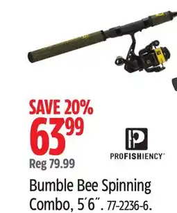 Canadian Tire PROFISHIENCY Bumble Bee Spinning Combo, 5´6 offer