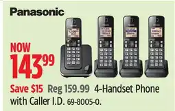 Canadian Tire Panasonic 4-Handset Phone with Caller I.D offer