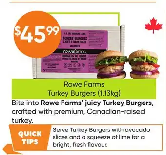Healthy Planet Rowe Farms Turkey Burgers offer