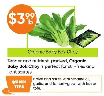 Healthy Planet Organic Baby Bok Choy offer