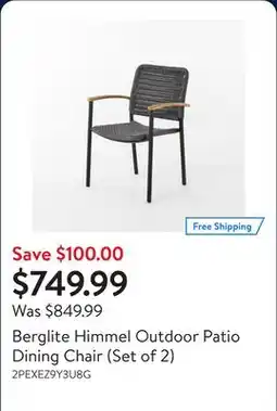 Walmart Berglite Himmel Outdoor Patio Dining Chair (Set of 2) offer