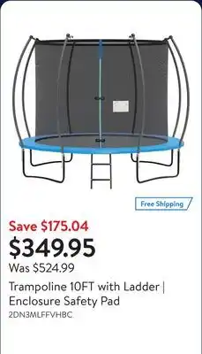 Walmart Trampoline 10FT with Ladder | Enclosure Safety Pad offer