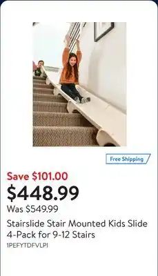 Walmart Stairslide Stair Mounted Kids Slide 4-Pack for 9-12 Stairs offer