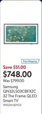 Walmart Samsung QN32LS03CBFXZC 32 The Frame QLED Smart TV offer