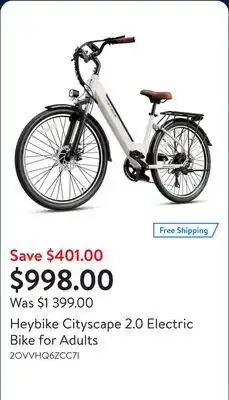 Walmart Heybike Cityscape 2.0 Electric Bike for Adults offer