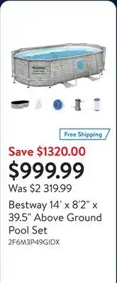 Walmart Bestway 14' x 8'2 x 39.5 Above Ground Pool Set offer