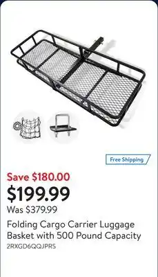 Walmart Folding Cargo Carrier Luggage Basket with 500 Pound Capacity offer