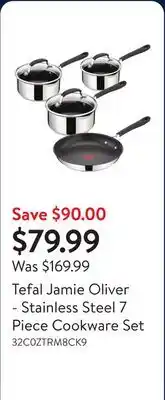 Walmart Tefal Jamie Oliver - Stainless Steel 7 Piece Cookware Set offer