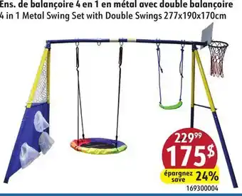 Sushi Shop 4 in 1 Metal Swing Set with Double Swings offer