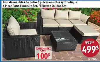 Sushi Shop 6 Piece Patio Furniture Set, PE Rattan Outdoo Set offer