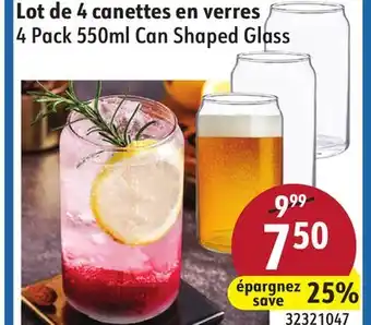 Sushi Shop 4 Pack 550ml Can Shaped Glass offer
