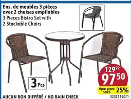 Sushi Shop 3 Pieces Bistro Set with 2 Stackable Chairs offer