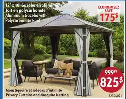 Sushi Shop 12' x 10' Aluminum Gazebo with Polycarbonate Roof offer