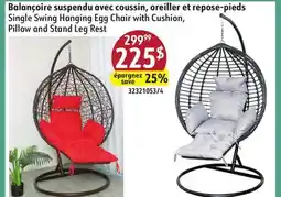Sushi Shop Single Swing Hanging Egg Chair with Cushion, Pillow and Stand Leg Rest offer
