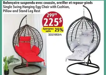 Sushi Shop Single Swing Hanging Egg Chair with Cushion, Pillow and Stand Leg Rest offer