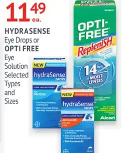 IDA Pharmacy HYDRASENSE or OPTI FREE offer