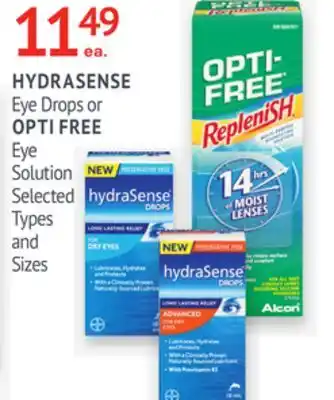 IDA Pharmacy HYDRASENSE or OPTI FREE offer