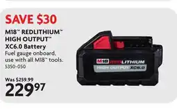 Home Hardware M18 REDLITHIUM HIGH OUTPUT XC6.0 Battery offer
