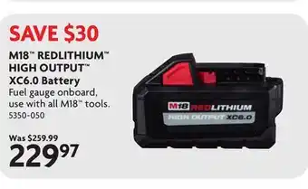 Home Hardware M18 REDLITHIUM HIGH OUTPUT XC6.0 Battery offer