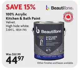 Home Hardware 100% Acrylic Kitchen & Bath Paint offer