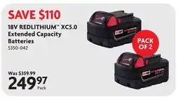Home Hardware 18V REDLITHIUM XC5.0 Extended Capacity Batteries offer