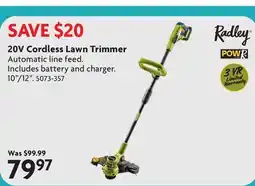 Home Hardware 20V Cordless Lawn Trimmer offer