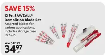 Home Hardware 12 Pc. SAWZALL Demolition Blade Set offer